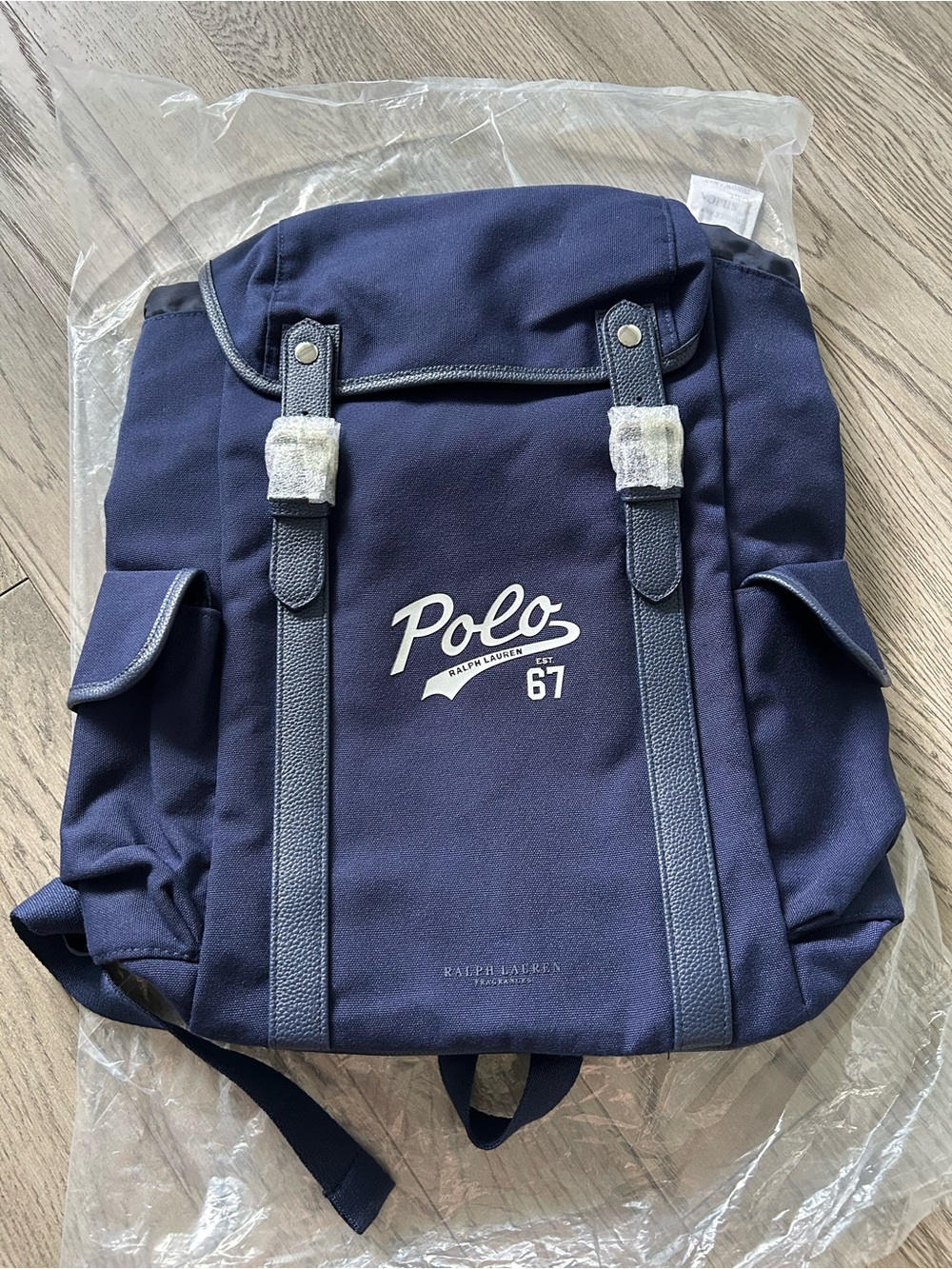 Polo by Ralph Lauren Navy Canvas Backpack with White Logo